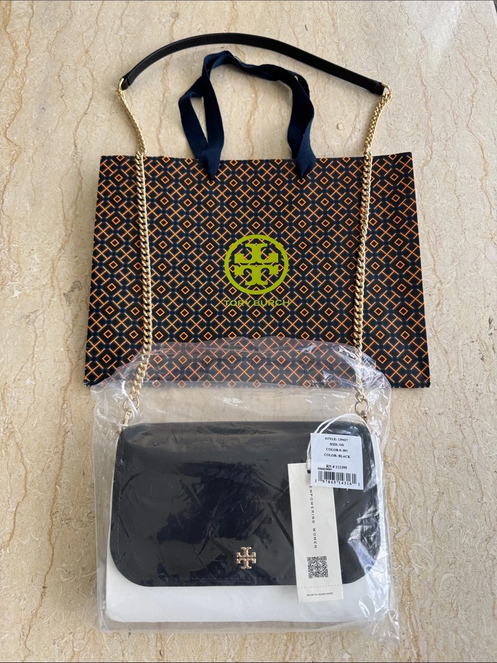 NWT TORY BURCH Emerson Patent Chain Shoulder Bag